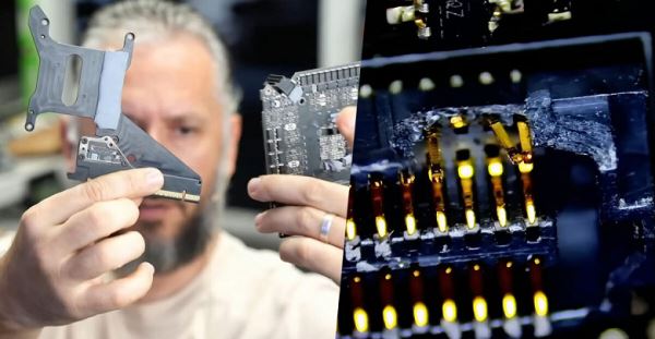 Эталонную видеокарту GeForce RTX 5090 FE лучше не разбирать. Оказалось, что внутренние разъёмы для соединения плат весьма хрупкие